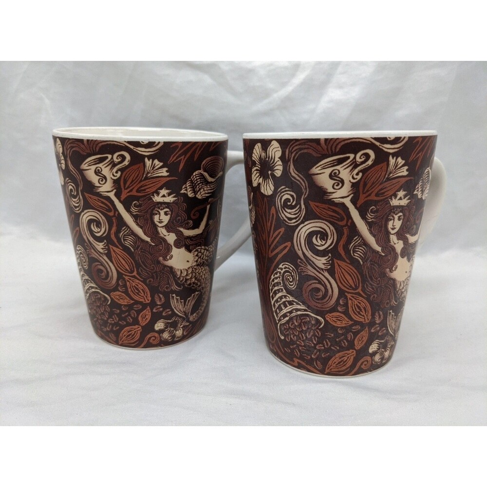 Set Of (2) 2007 Starbucks Bronze Mermaid Mugs